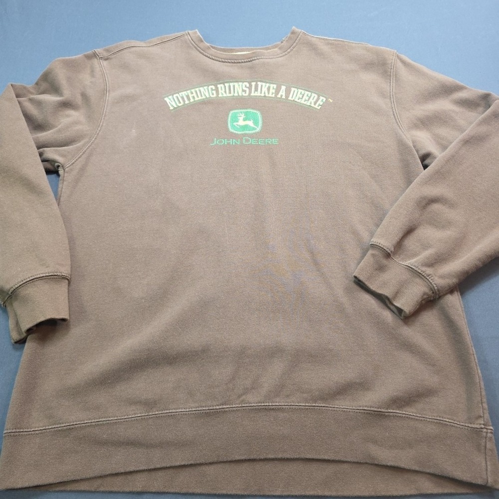 John Deere Sweatshirt Crew Size US L Brown Long‎ Sleeve Licensed
